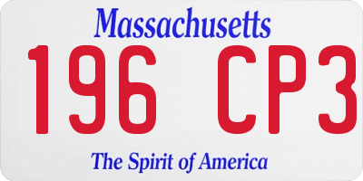 MA license plate 196CP3
