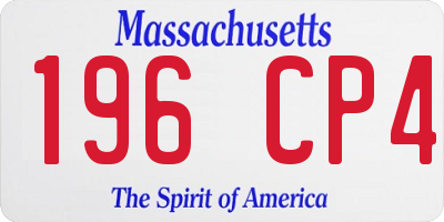 MA license plate 196CP4