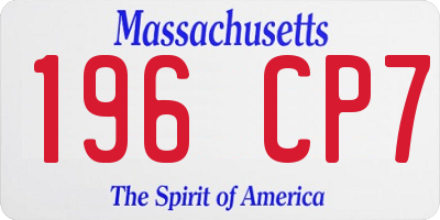 MA license plate 196CP7