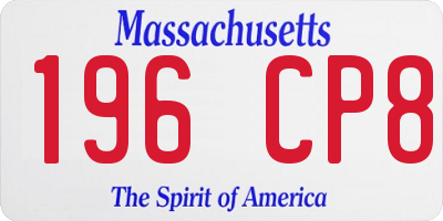 MA license plate 196CP8