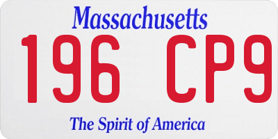 MA license plate 196CP9