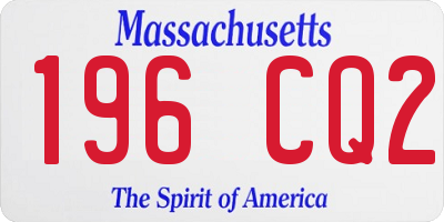 MA license plate 196CQ2