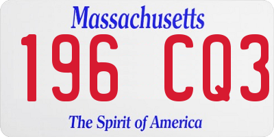 MA license plate 196CQ3