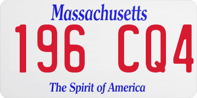 MA license plate 196CQ4