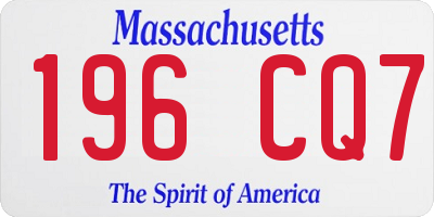 MA license plate 196CQ7