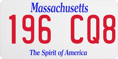 MA license plate 196CQ8