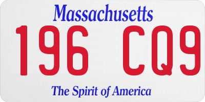 MA license plate 196CQ9