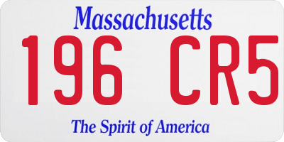 MA license plate 196CR5