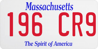 MA license plate 196CR9