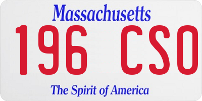 MA license plate 196CS0