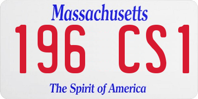 MA license plate 196CS1