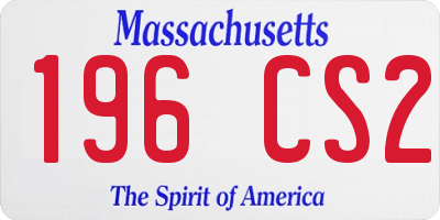 MA license plate 196CS2
