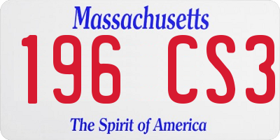 MA license plate 196CS3