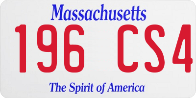 MA license plate 196CS4