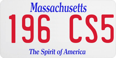 MA license plate 196CS5