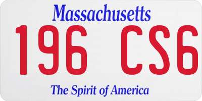 MA license plate 196CS6
