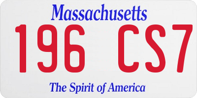 MA license plate 196CS7