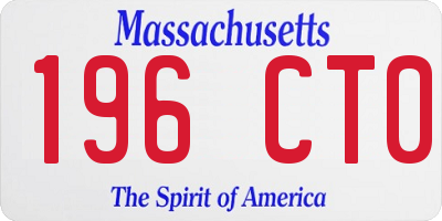 MA license plate 196CT0