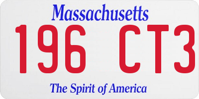 MA license plate 196CT3