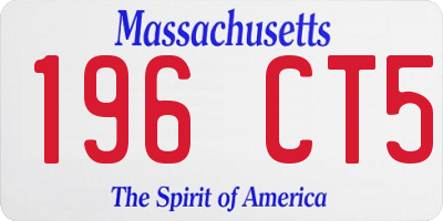 MA license plate 196CT5