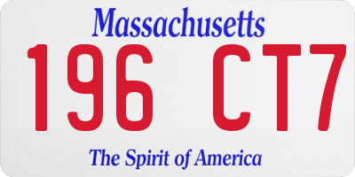 MA license plate 196CT7