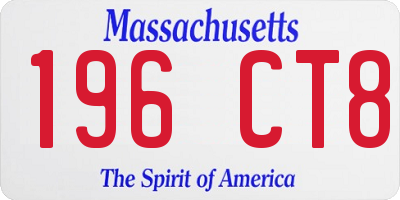 MA license plate 196CT8