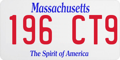 MA license plate 196CT9