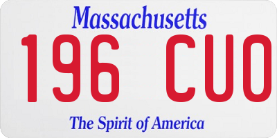 MA license plate 196CU0