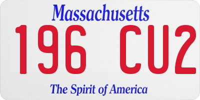 MA license plate 196CU2