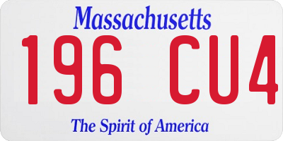 MA license plate 196CU4