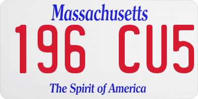 MA license plate 196CU5