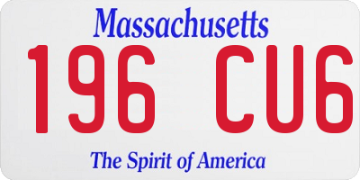 MA license plate 196CU6