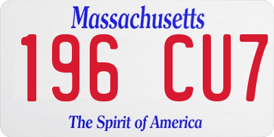 MA license plate 196CU7