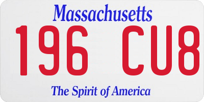 MA license plate 196CU8