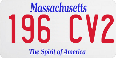 MA license plate 196CV2