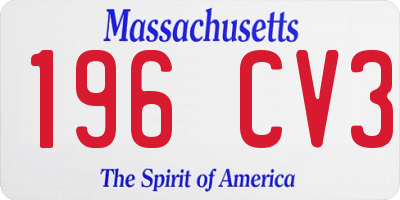 MA license plate 196CV3