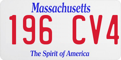 MA license plate 196CV4