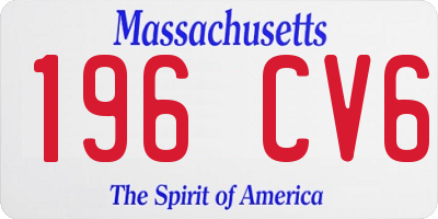 MA license plate 196CV6