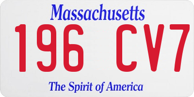 MA license plate 196CV7
