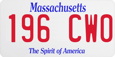 MA license plate 196CW0