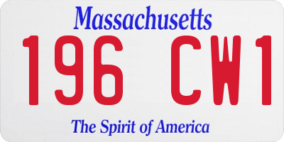MA license plate 196CW1
