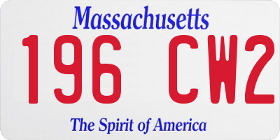 MA license plate 196CW2
