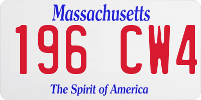 MA license plate 196CW4