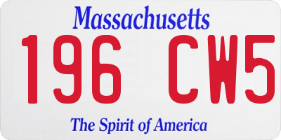 MA license plate 196CW5