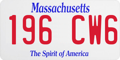 MA license plate 196CW6