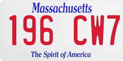 MA license plate 196CW7