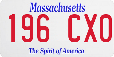 MA license plate 196CX0