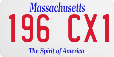 MA license plate 196CX1