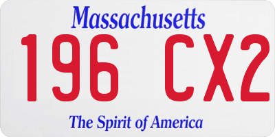 MA license plate 196CX2
