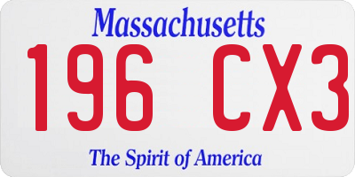 MA license plate 196CX3